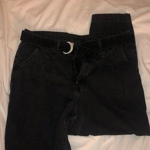 H&M Belted Black Mom Jeans